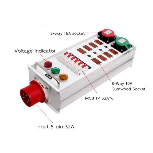 Stage outlet box 8-way aviation outlet power box 5-pole 32A into 8-way 10A out +2-way 16A socket FNP6-B810-2