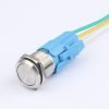 16MM Lampless Metal Pushbutton Switch Waterproof Pushbutton Self-Locking Self-Repeating High Head Flat Head with Connecting Socket with Wire
