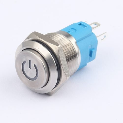 16MM metal pushbutton switch without light waterproof keypad self-locking self-recovery high head flat head with light pushbutton