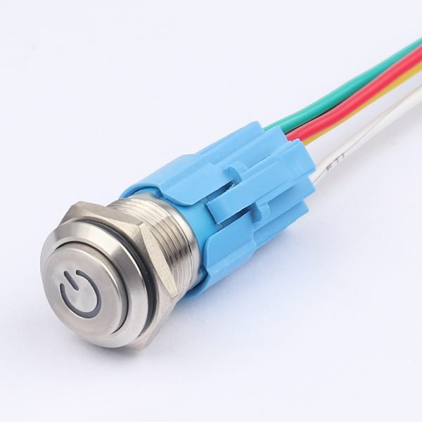 16MM LIGHTLESS METAL PUSH BUTTON SWITCH waterproof keypad self-locking self-recovery high head flat head with light button with socket with wire