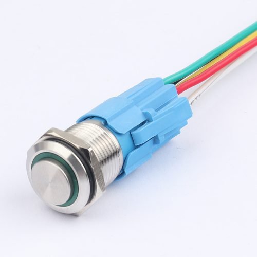 16MM LIGHTLESS METAL PUSH BUTTON SWITCH waterproof keypad self-locking self-recovery high head flat head ring light button with socket with wire