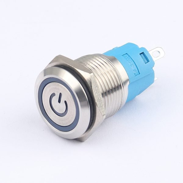 16MM Lampless Metal Pushbutton Switch Waterproof Pushbutton Self-Locking Self-Repeating High Head Flat Head Ring Power Light Pushbutton