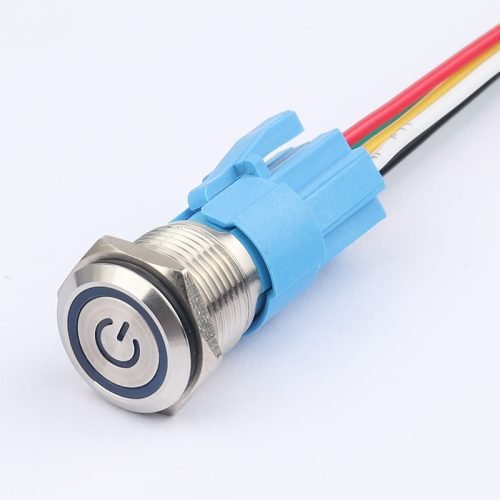 16MM LIGHTLESS METAL PUSH BUTTON SWITCH waterproof keypad self-locking self-recovery high head flat head ring power light button with socket with cord