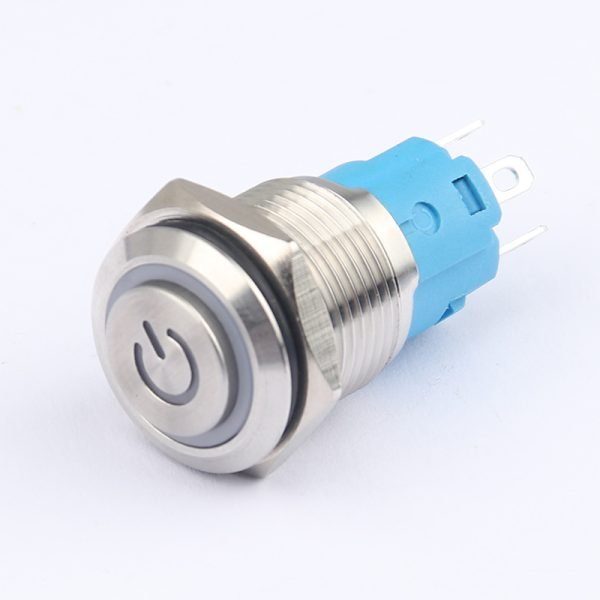 16MM Lampless Metal Pushbutton Switch Waterproof Pushbutton Self-Locking Self-Repeating High Head Flat Head Ring Power Light Pushbutton