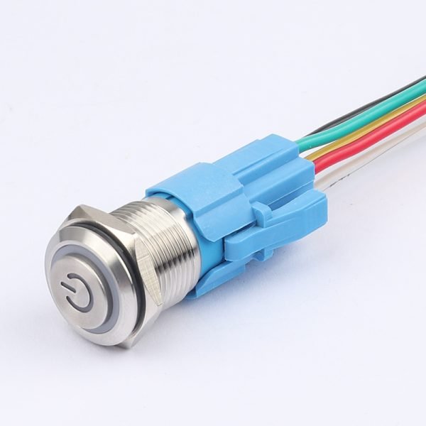 16MM LIGHTLESS METAL PUSH BUTTON SWITCH waterproof keypad self-locking self-recovery high head flat head ring power light button with socket with cord