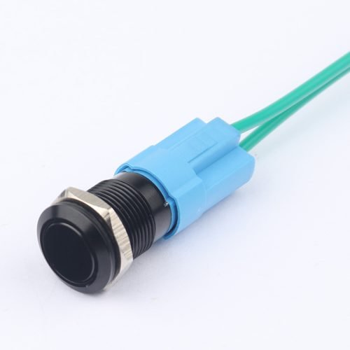 12MM Aluminium alloy Black Metal Pushbutton Switch Without Lamp Pushbutton Waterproof Latching Momentary Action with wire socket