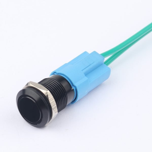 12MM Aluminium alloy Black Metal Pushbutton Switch Without Lamp Pushbutton Waterproof Latching Momentary Action with wire socket