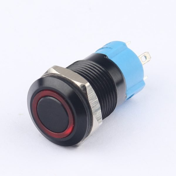 12MM  Aluminium alloy Black Metal Pushbutton Switch with LED Halo Ring Waterproof Latching Momentary Pushbutton